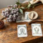 oracle card reading, no tarot images, soft muted lavenders, soft sage, and natural colours